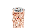 Rose gold Round Cut Solitaire Moissanite Leaf-Inspired Vine Band Ring with Prong Setting_5