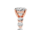 Rose gold Round Cut Solitaire Moissanite Ring with Pave Band and Four-Prong Setting_5