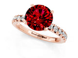 Rose gold Round Cut Solitaire Pave Diamond Engagement Ring with Four-Prong Setting_1