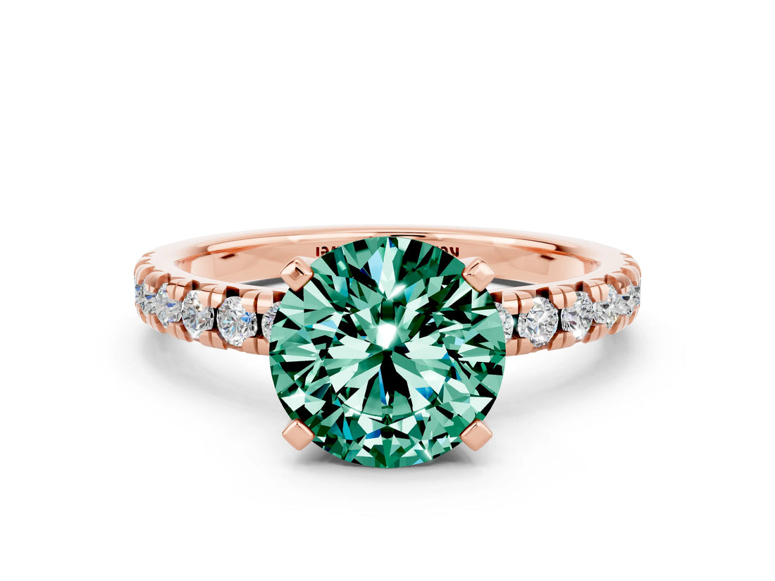 Rose gold Round Cut Solitaire Pave Diamond Engagement Ring with Four-Prong Setting