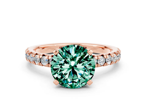 Rose gold Round Cut Solitaire Pave Diamond Engagement Ring with Four-Prong Setting