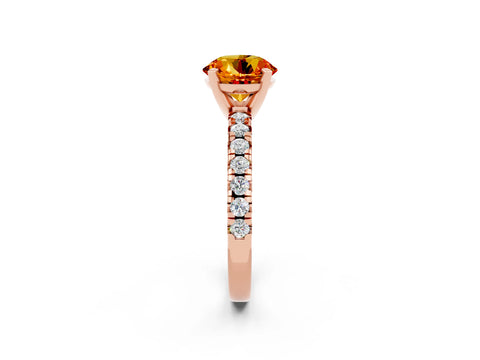 Rose gold Round Cut Solitaire Pave Diamond Engagement Ring with Four-Prong Setting_2