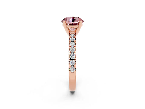 Rose gold Round Cut Solitaire Pave Diamond Engagement Ring with Four-Prong Setting_2