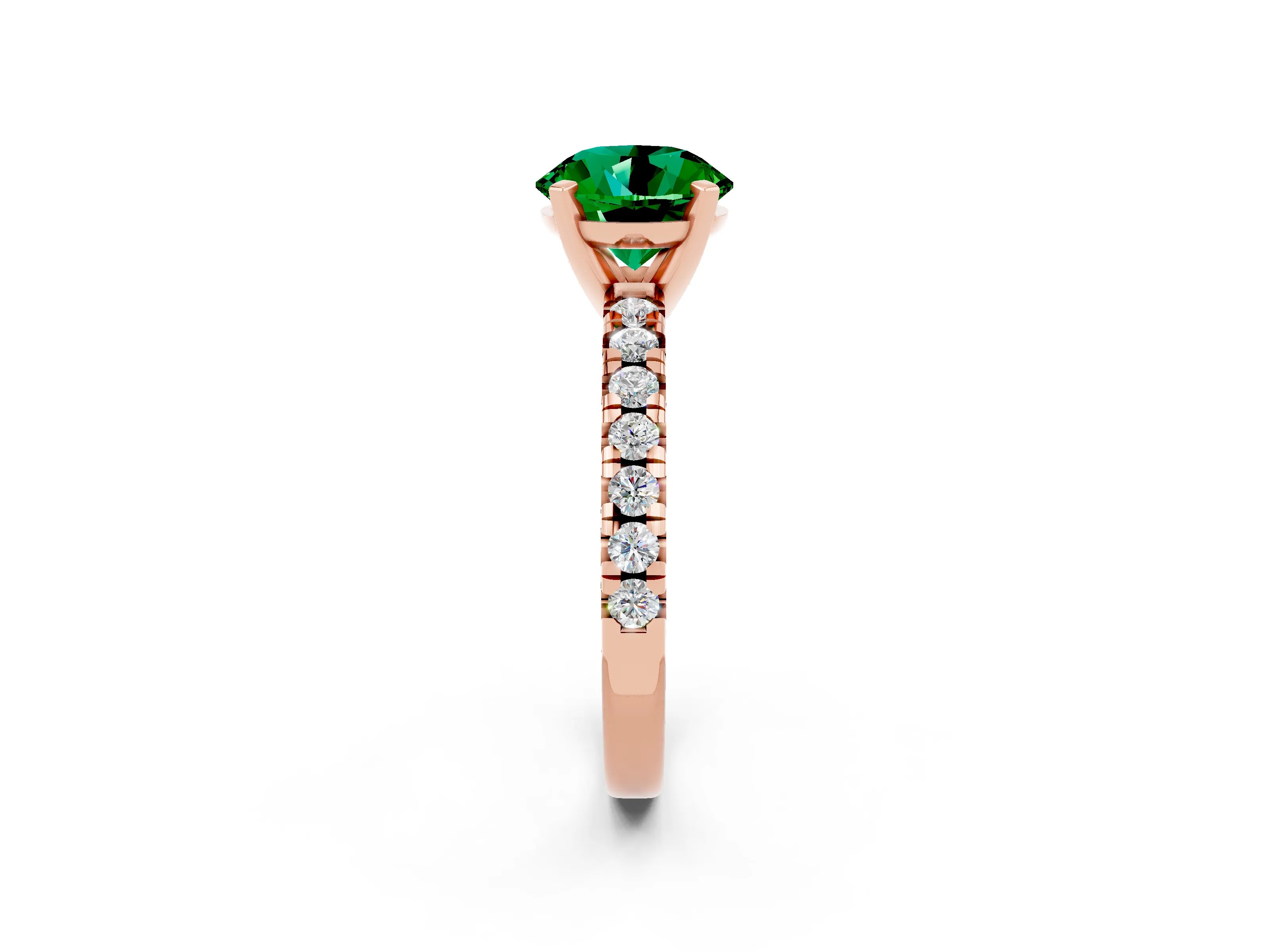Rose gold Round Cut Solitaire Pave Diamond Engagement Ring with Four-Prong Setting_2