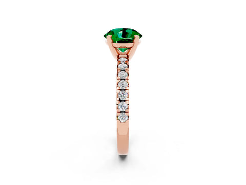 Rose gold Round Cut Solitaire Pave Diamond Engagement Ring with Four-Prong Setting_2