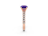 Rose gold Round Cut Solitaire Pave Diamond Engagement Ring with Four-Prong Setting_2