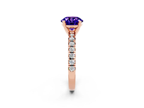 Rose gold Round Cut Solitaire Pave Diamond Engagement Ring with Four-Prong Setting_2