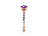Rose gold Round Cut Solitaire Pave Diamond Engagement Ring with Four-Prong Setting_2