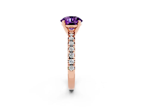 Rose gold Round Cut Solitaire Pave Diamond Engagement Ring with Four-Prong Setting_2