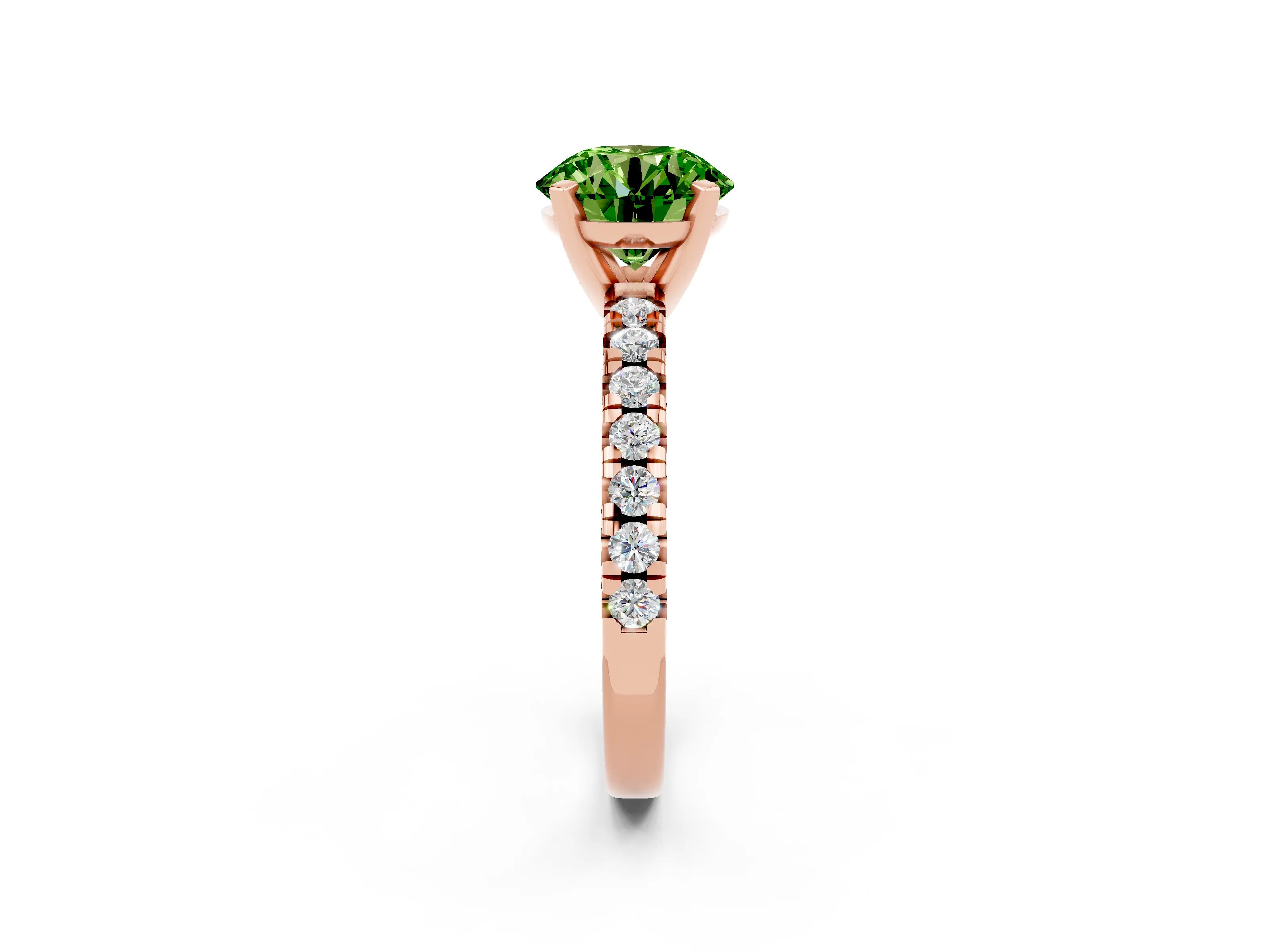 Rose gold Round Cut Solitaire Pave Diamond Engagement Ring with Four-Prong Setting_2