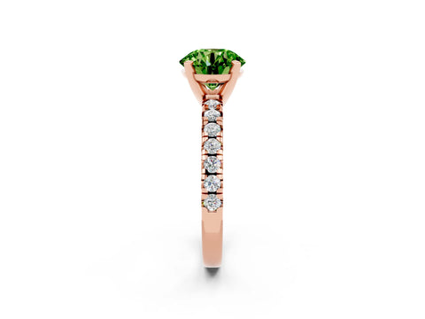 Rose gold Round Cut Solitaire Pave Diamond Engagement Ring with Four-Prong Setting_2
