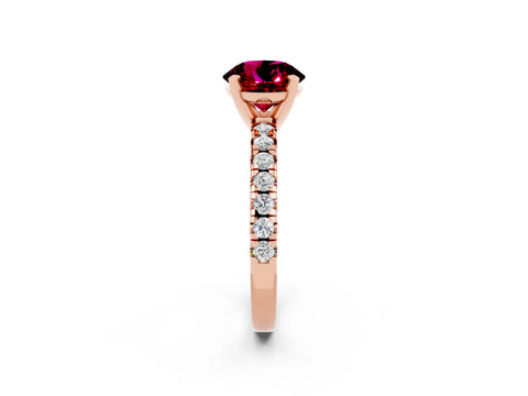 Rose gold Round Cut Solitaire Pave Diamond Engagement Ring with Four-Prong Setting_2
