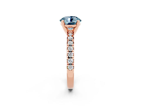 Rose gold Round Cut Solitaire Pave Diamond Engagement Ring with Four-Prong Setting_2