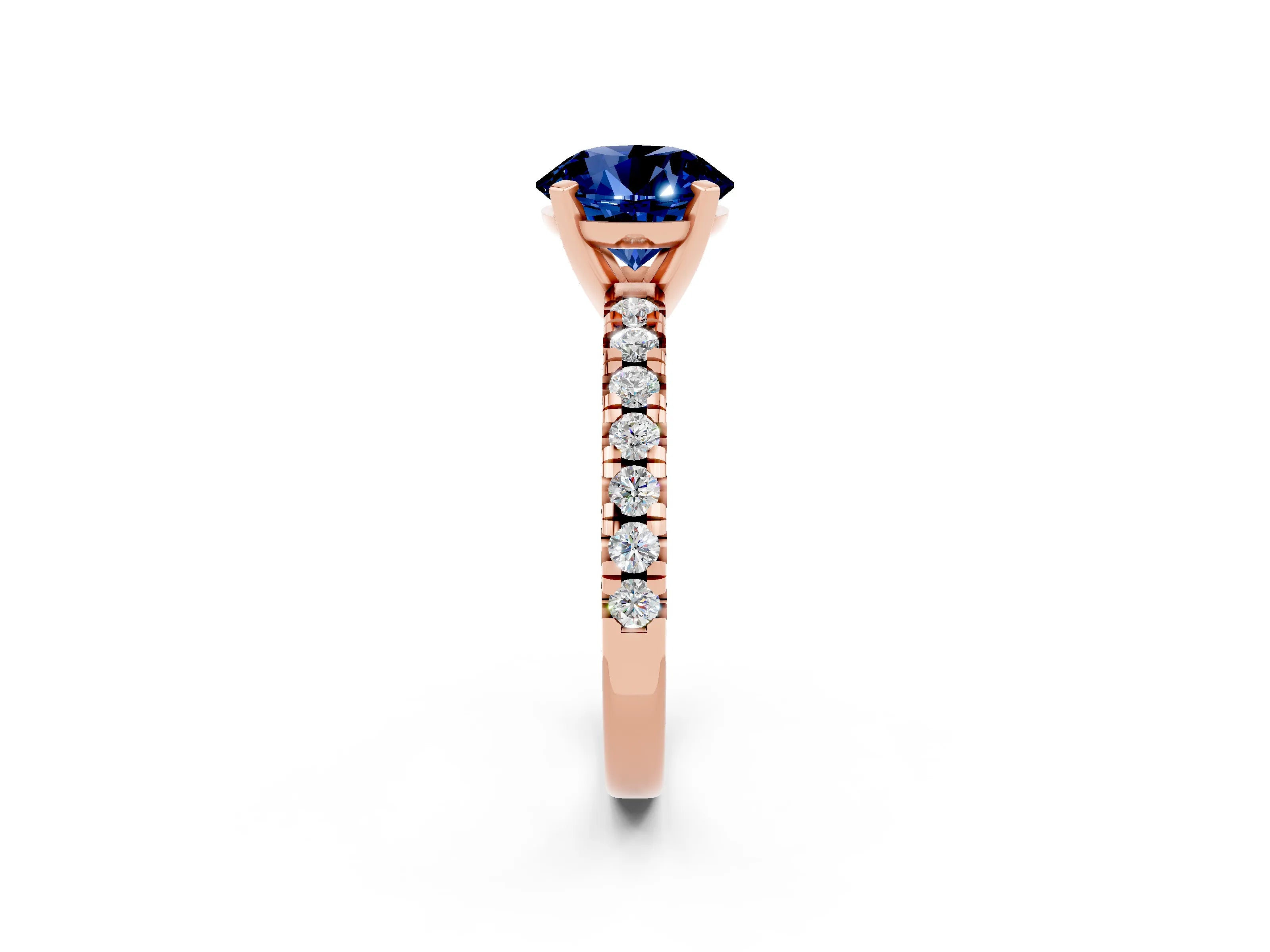 Rose gold Round Cut Solitaire Pave Diamond Engagement Ring with Four-Prong Setting_2