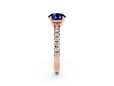 Rose gold Round Cut Solitaire Pave Diamond Engagement Ring with Four-Prong Setting_2