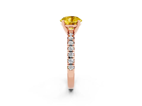 Rose gold Round Cut Solitaire Pave Diamond Engagement Ring with Four-Prong Setting_2