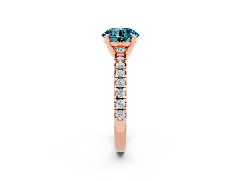 Rose gold Round Cut Solitaire Pave Diamond Engagement Ring with Four-Prong Setting_2