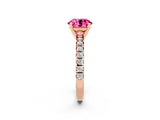Rose gold Round Cut Solitaire Pave Diamond Engagement Ring with Four-Prong Setting_2