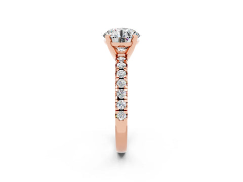Rose gold Round Cut Solitaire Pave Diamond Engagement Ring with Four-Prong Setting_2