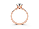 Rose gold Round Cut Solitaire Pave Diamond Engagement Ring with Four-Prong Setting_3