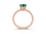 Rose gold Round Cut Solitaire Pave Diamond Engagement Ring with Four-Prong Setting_3