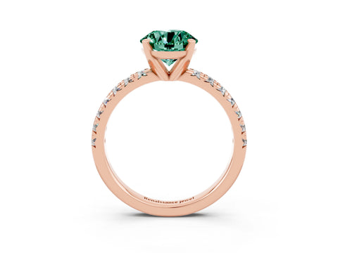 Rose gold Round Cut Solitaire Pave Diamond Engagement Ring with Four-Prong Setting_3