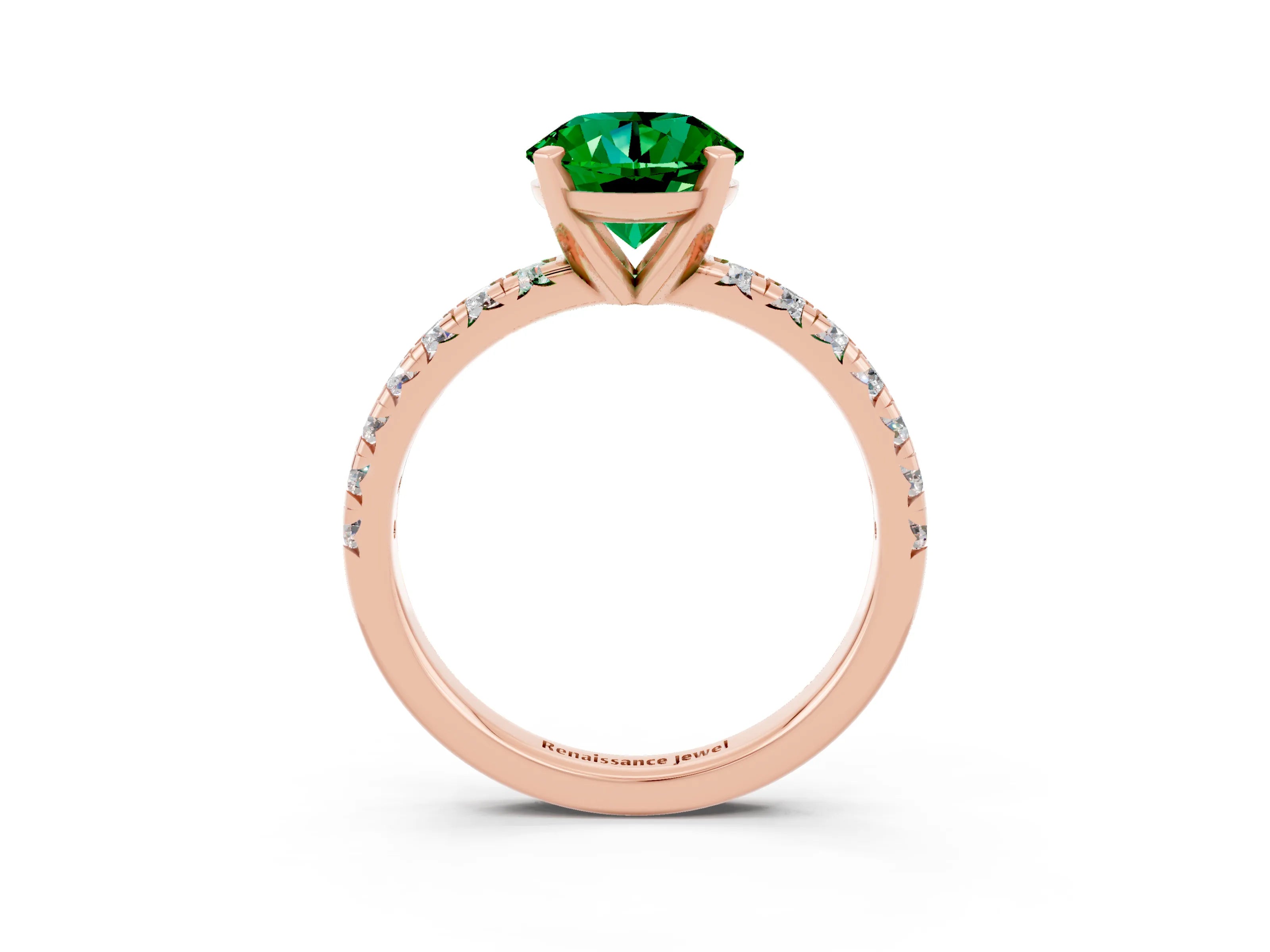 Rose gold Round Cut Solitaire Pave Diamond Engagement Ring with Four-Prong Setting_3