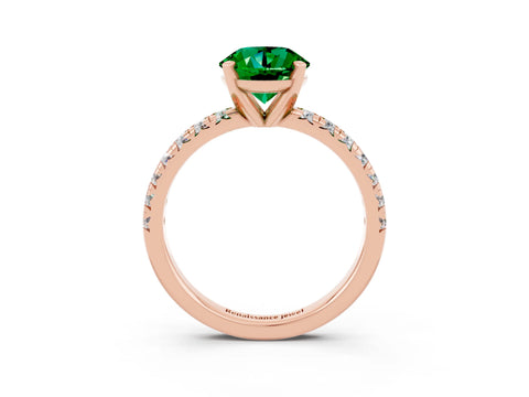 Rose gold Round Cut Solitaire Pave Diamond Engagement Ring with Four-Prong Setting_3