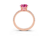 Rose gold Round Cut Solitaire Pave Diamond Engagement Ring with Four-Prong Setting_3