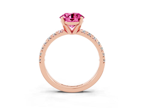 Rose gold Round Cut Solitaire Pave Diamond Engagement Ring with Four-Prong Setting_3