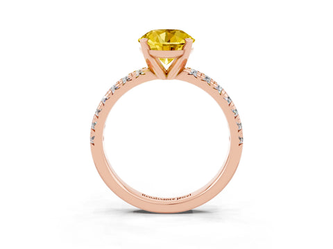 Rose gold Round Cut Solitaire Pave Diamond Engagement Ring with Four-Prong Setting_3