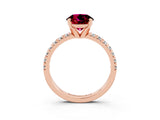 Rose gold Round Cut Solitaire Pave Diamond Engagement Ring with Four-Prong Setting_3
