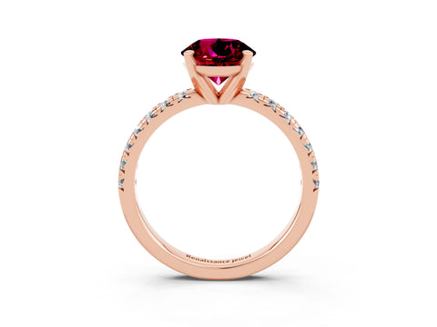 Rose gold Round Cut Solitaire Pave Diamond Engagement Ring with Four-Prong Setting_3