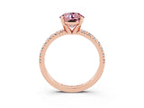 Rose gold Round Cut Solitaire Pave Diamond Engagement Ring with Four-Prong Setting_3