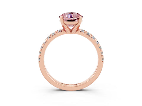 Rose gold Round Cut Solitaire Pave Diamond Engagement Ring with Four-Prong Setting_3