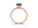 Rose gold Round Cut Solitaire Pave Diamond Engagement Ring with Four-Prong Setting_3