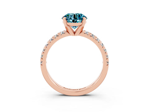 Rose gold Round Cut Solitaire Pave Diamond Engagement Ring with Four-Prong Setting_3