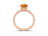 Rose gold Round Cut Solitaire Pave Diamond Engagement Ring with Four-Prong Setting_3