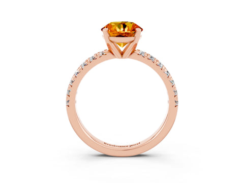 Rose gold Round Cut Solitaire Pave Diamond Engagement Ring with Four-Prong Setting_3
