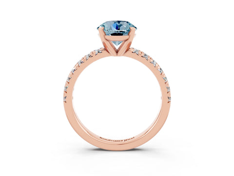 Rose gold Round Cut Solitaire Pave Diamond Engagement Ring with Four-Prong Setting_3