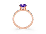 Rose gold Round Cut Solitaire Pave Diamond Engagement Ring with Four-Prong Setting_3
