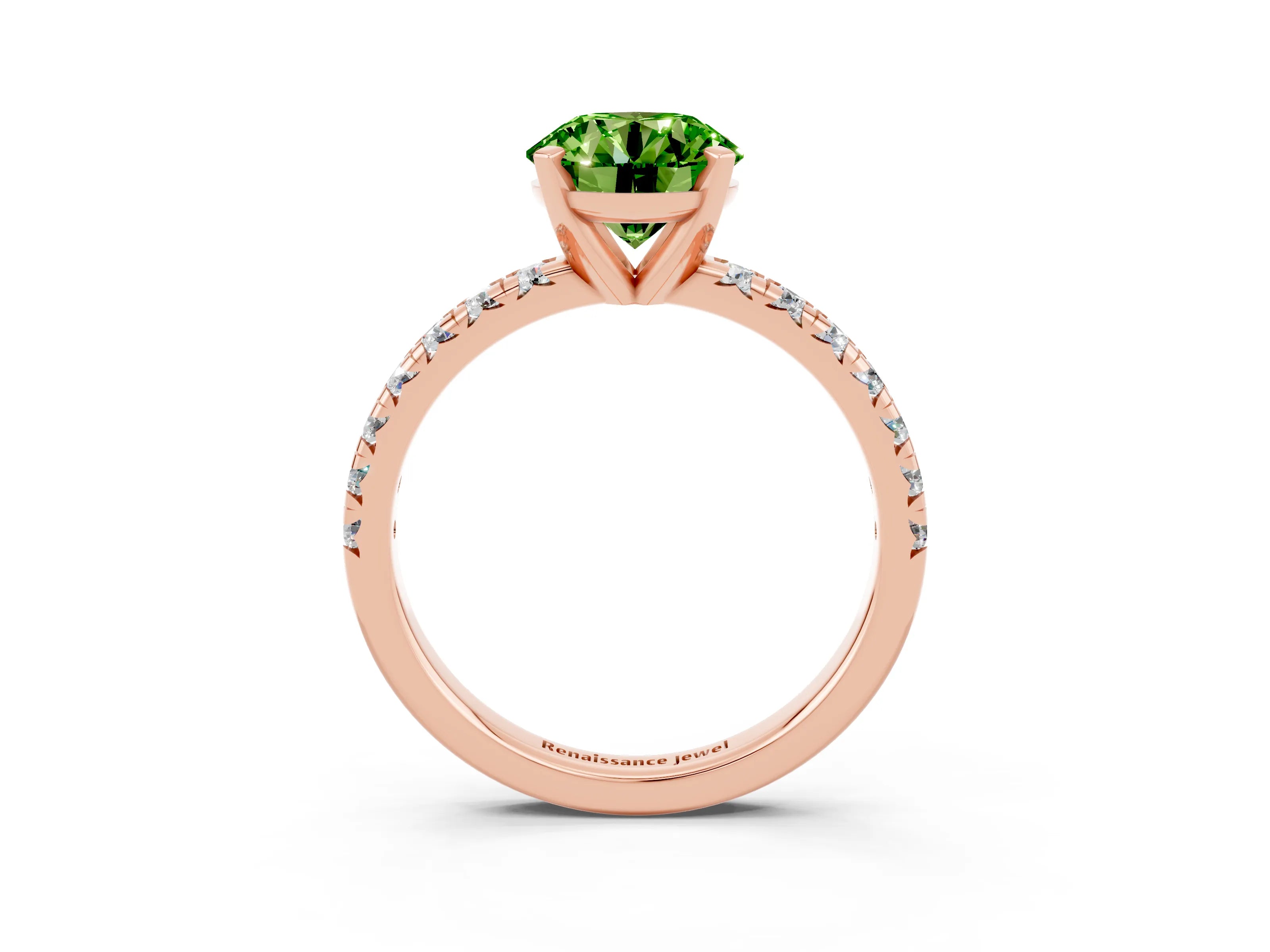 Rose gold Round Cut Solitaire Pave Diamond Engagement Ring with Four-Prong Setting_3
