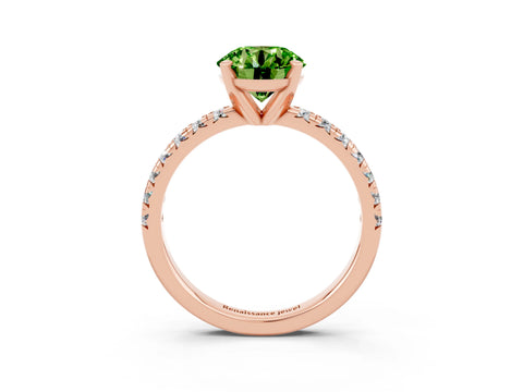 Rose gold Round Cut Solitaire Pave Diamond Engagement Ring with Four-Prong Setting_3