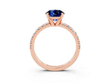 Rose gold Round Cut Solitaire Pave Diamond Engagement Ring with Four-Prong Setting_3