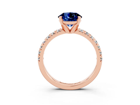 Rose gold Round Cut Solitaire Pave Diamond Engagement Ring with Four-Prong Setting_3