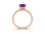 Rose gold Round Cut Solitaire Pave Diamond Engagement Ring with Four-Prong Setting_3