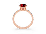 Rose gold Round Cut Solitaire Pave Diamond Engagement Ring with Four-Prong Setting_3