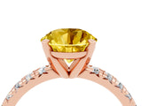 Rose gold Round Cut Solitaire Pave Diamond Engagement Ring with Four-Prong Setting_4