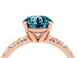 Rose gold Round Cut Solitaire Pave Diamond Engagement Ring with Four-Prong Setting_4