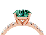 Rose gold Round Cut Solitaire Pave Diamond Engagement Ring with Four-Prong Setting_4